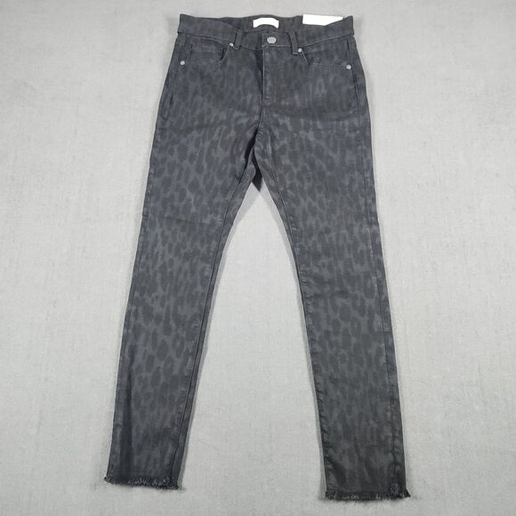 Ann Taylor Loft Denim - Loft Womens Animal Print Jeans Pants Size 6P Distressed Hem Black Gray New